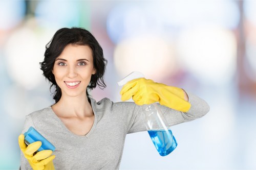 Safety-focused preparation before carpet cleaning with controlled workspace